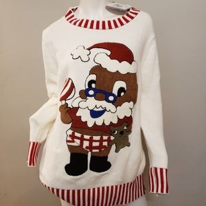 Dubgee By Whoopi Ivory Red Candy Stripe Pullover